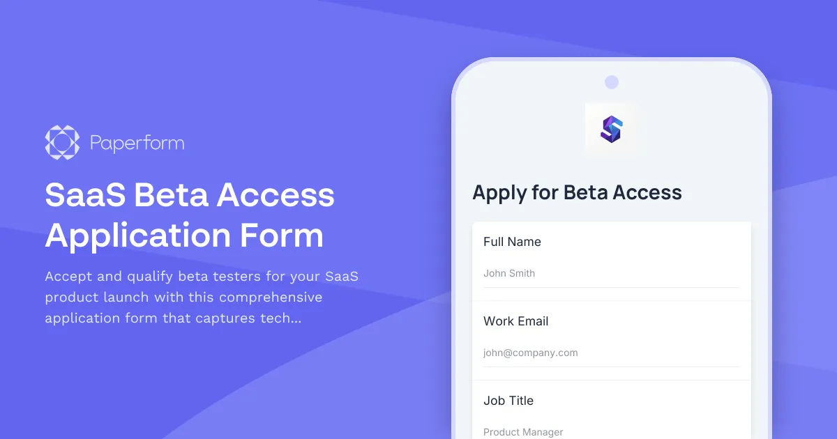 SaaS Beta Access Application Form