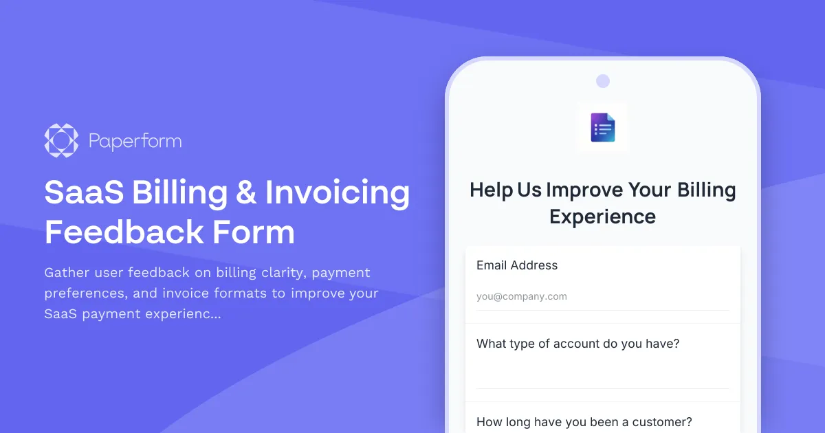 SaaS Billing & Invoicing Feedback Form
