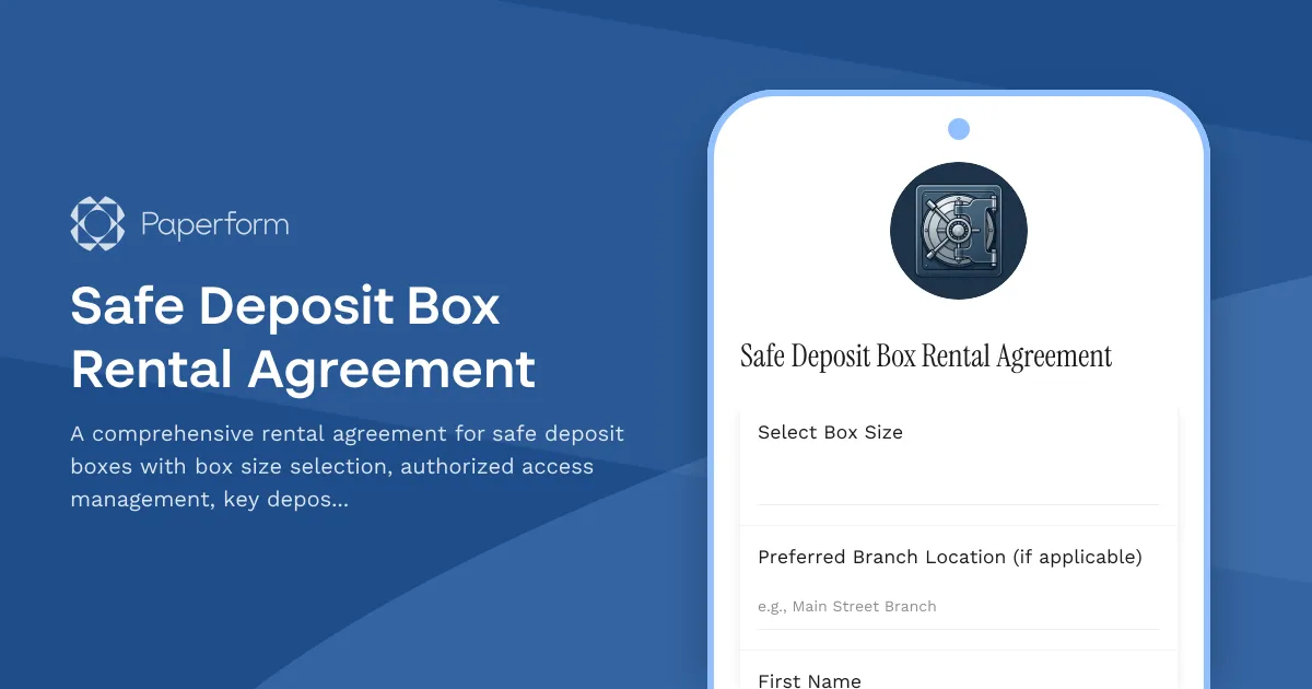 Safe Deposit Box Rental Agreement