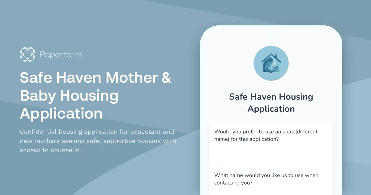 Safe Haven Mother & Baby Housing Application