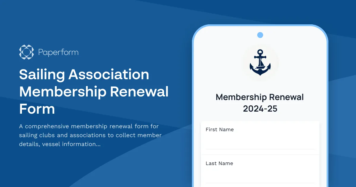 Sailing Association Membership Renewal Form