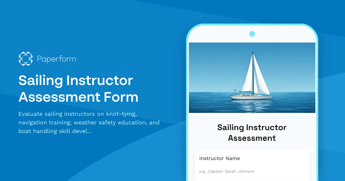 Sailing Instructor Assessment Form