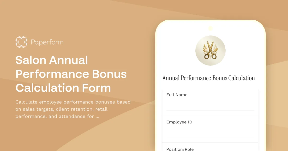Salon Annual Performance Bonus Calculation Form