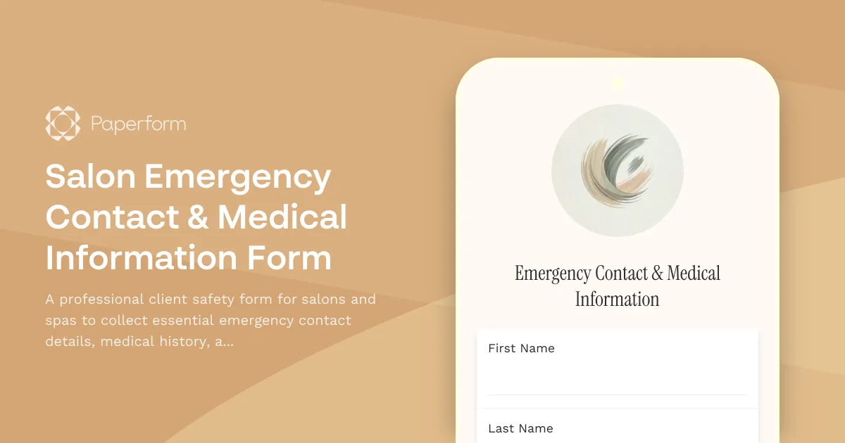 Salon Emergency Contact & Medical Information Form