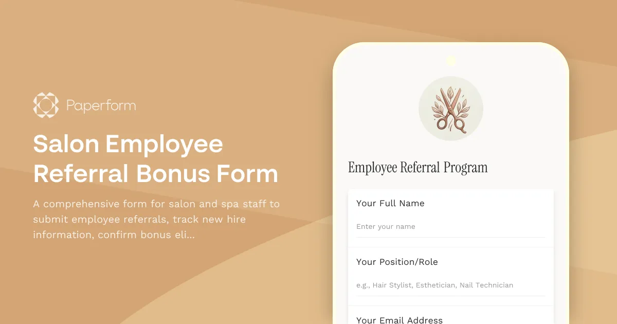 Salon Employee Referral Bonus Form