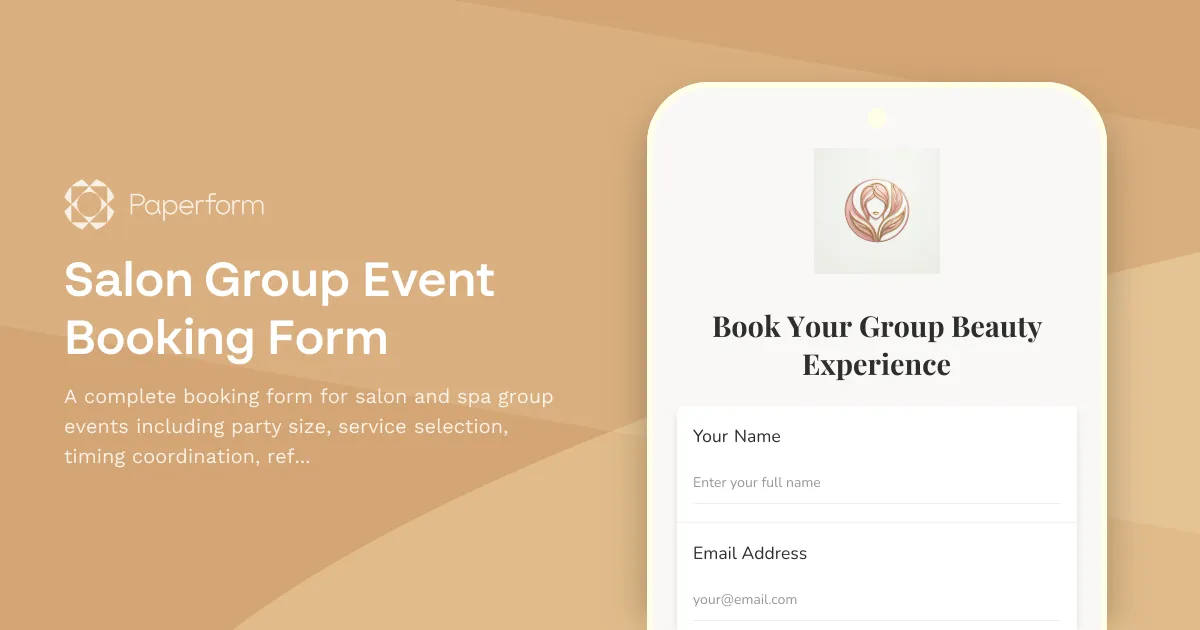 Salon Group Event Booking Form