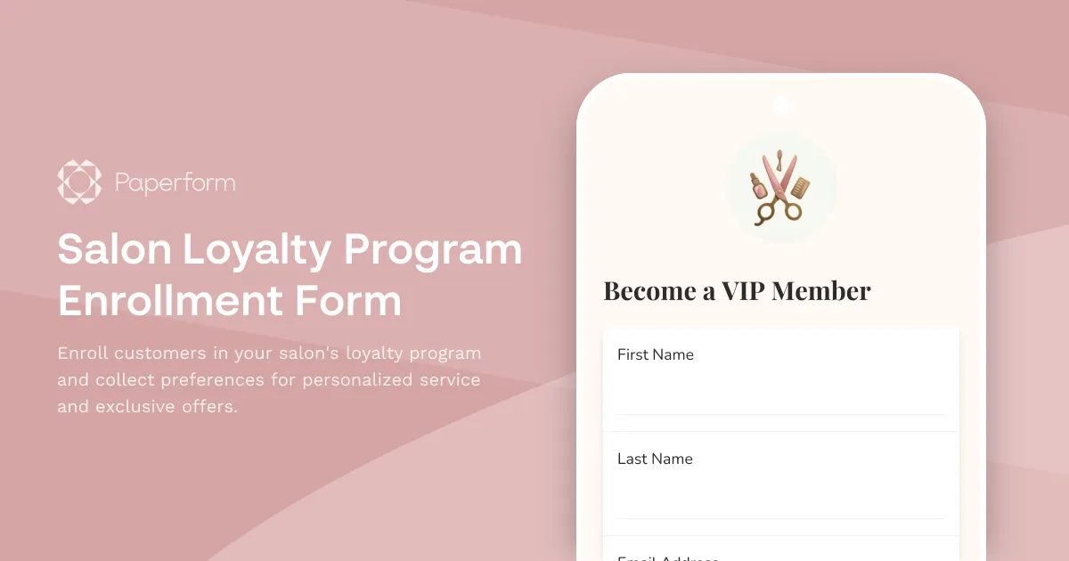Salon Loyalty Program Enrollment Form