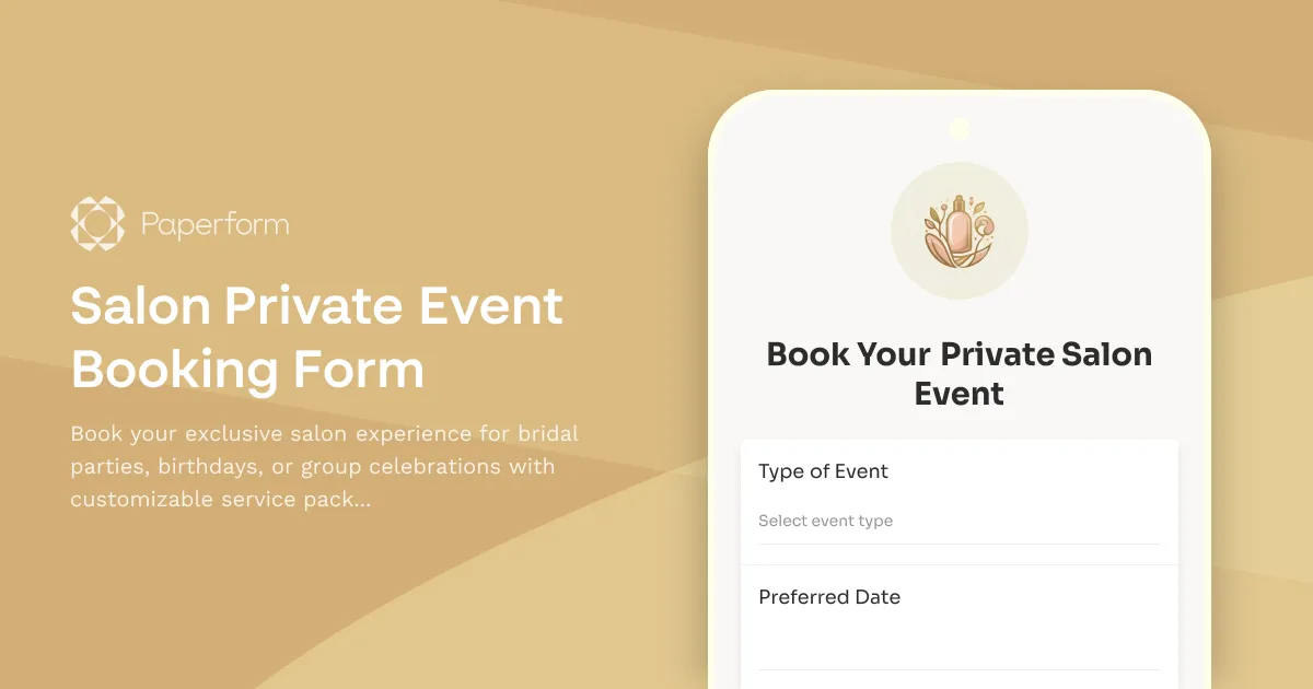 Salon Private Event Booking Form