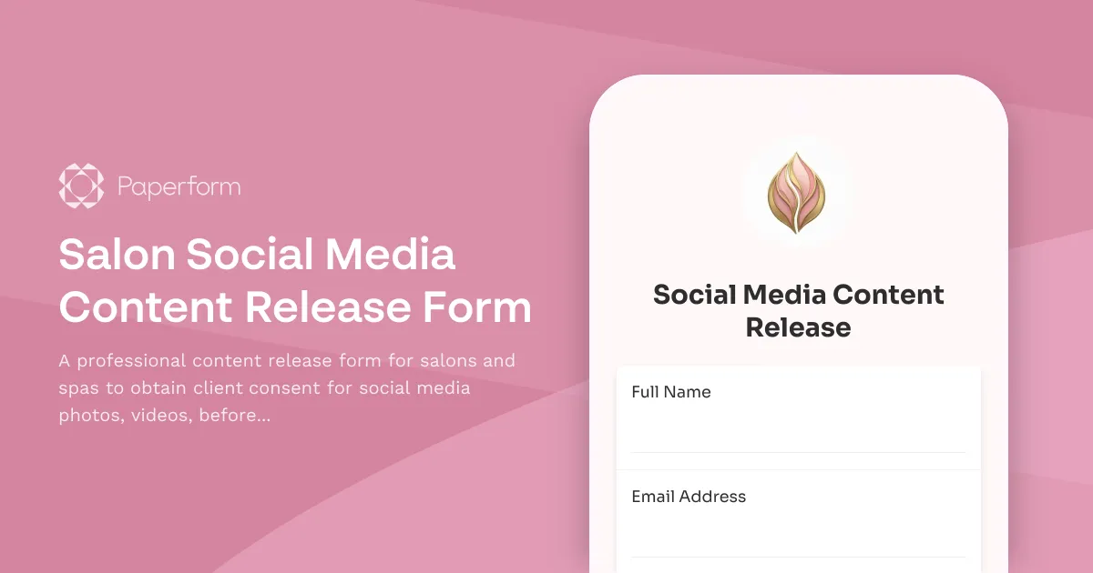 Salon Social Media Content Release Form