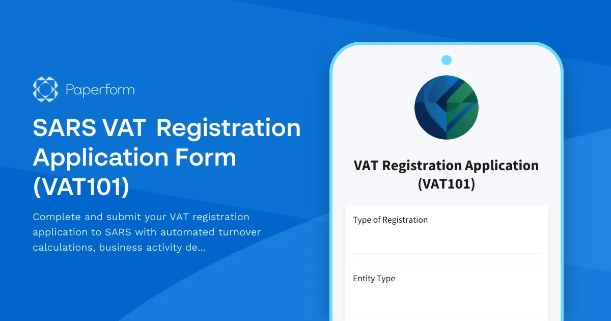 SARS VAT Registration Application Form (VAT101)