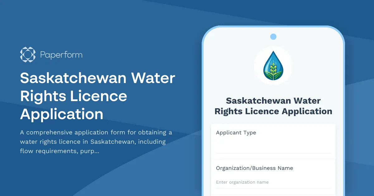 Saskatchewan Water Rights Licence Application