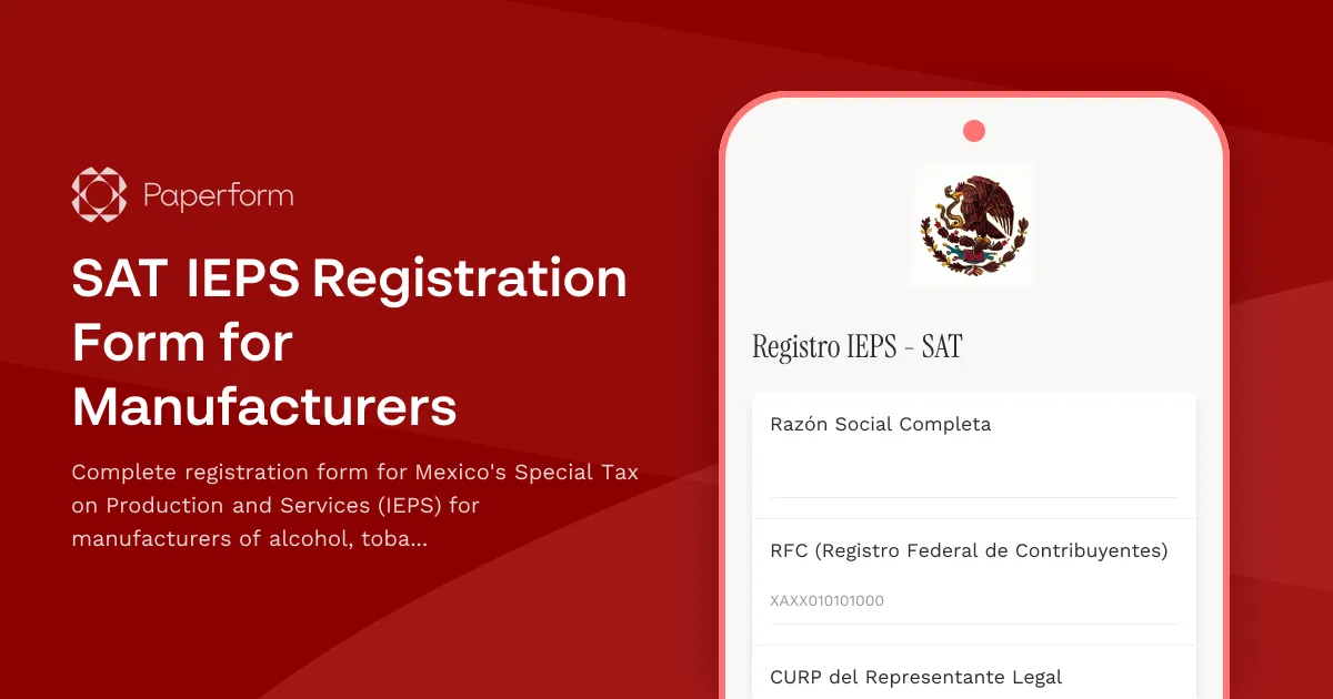 SAT IEPS Registration Form for Manufacturers