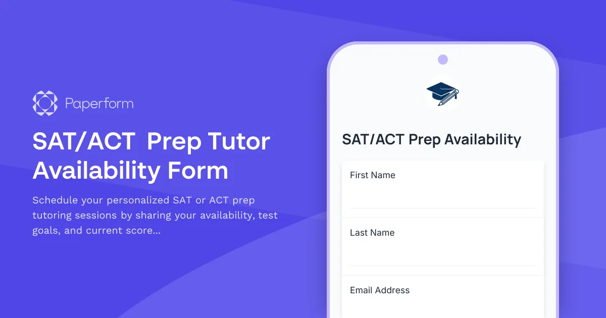SAT/ACT Prep Tutor Availability Form
