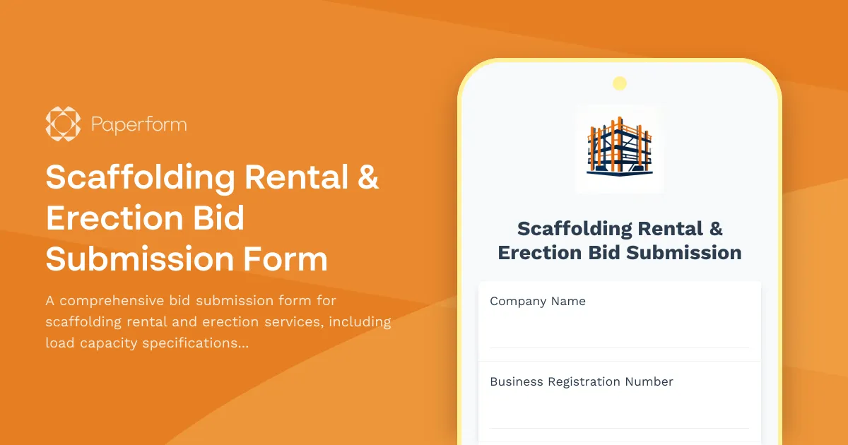 Scaffolding Rental & Erection Bid Submission Form