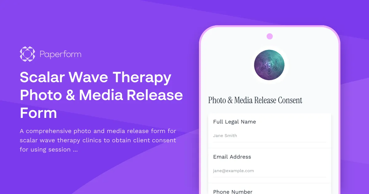 Scalar Wave Therapy Photo & Media Release Form