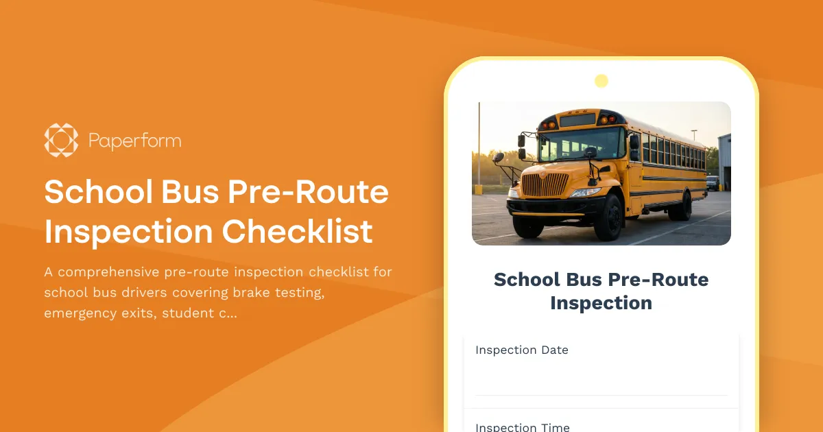 School Bus Pre-Route Inspection Checklist