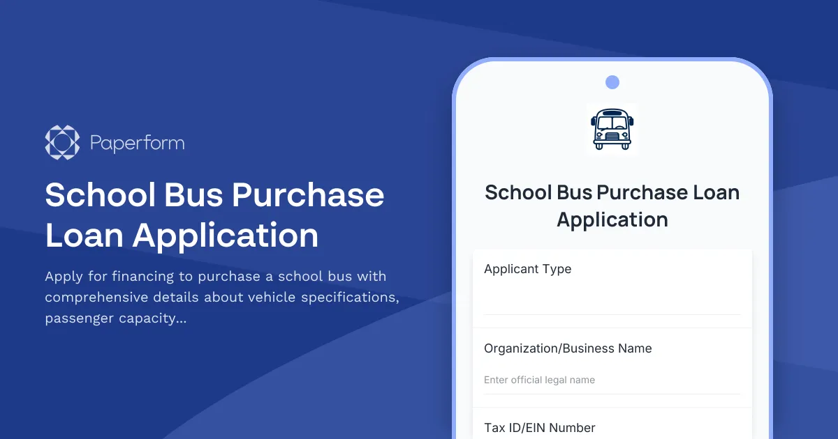 School Bus Purchase Loan Application