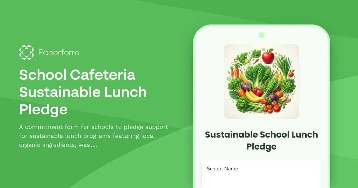 School Cafeteria Sustainable Lunch Pledge