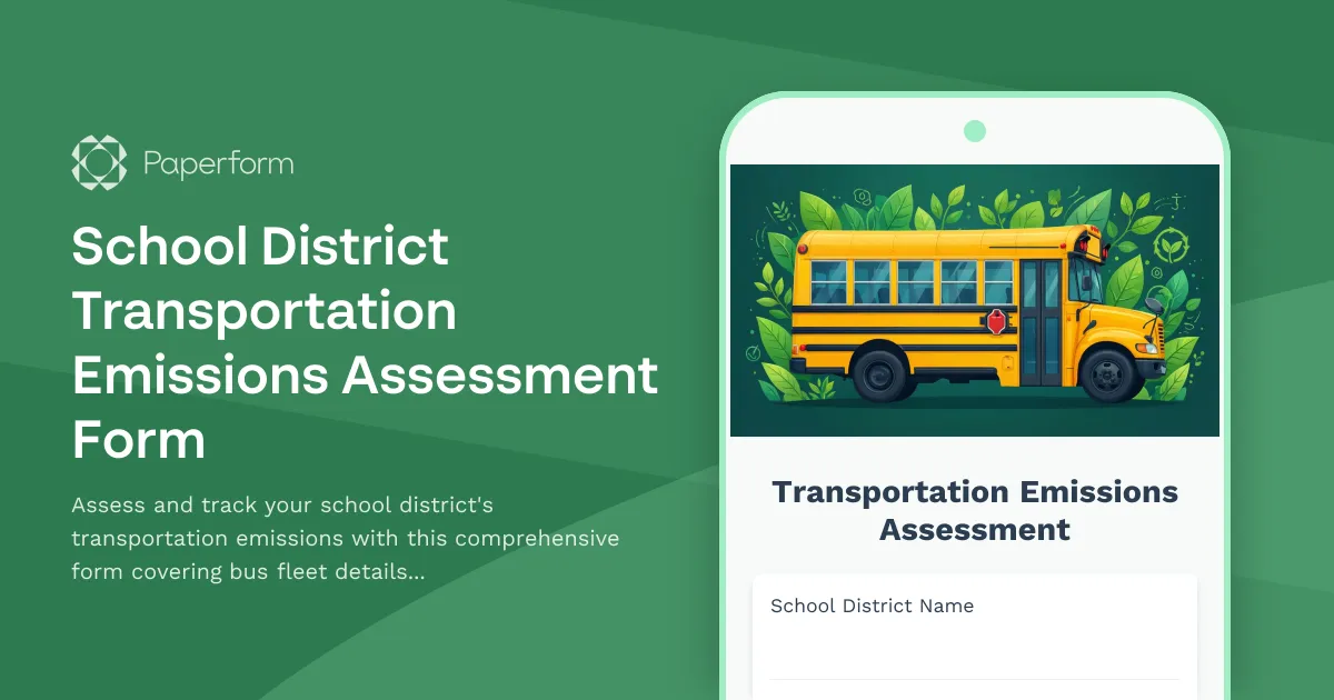 School District Transportation Emissions Assessment Form