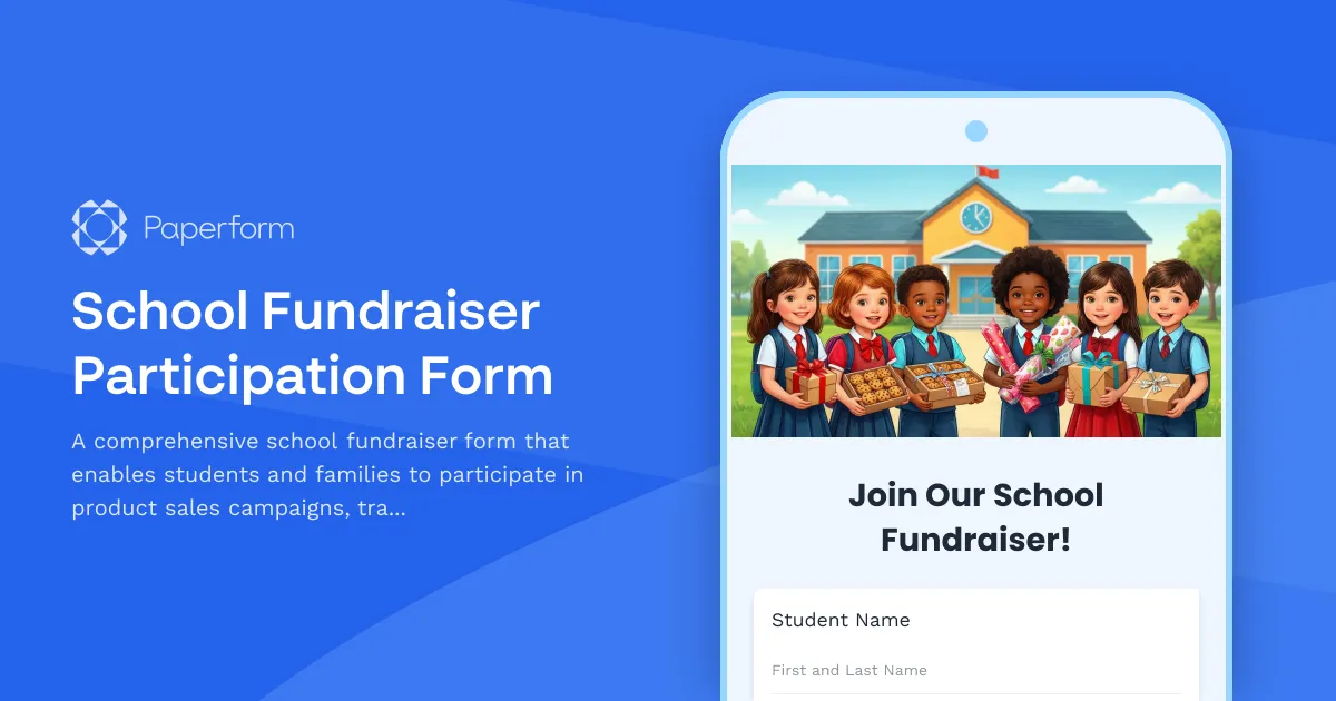 School Fundraiser Participation Form