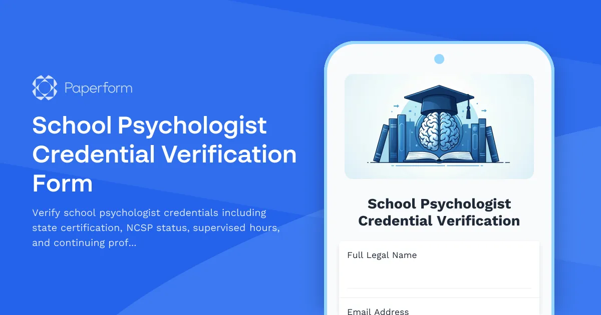 School Psychologist Credential Verification Form