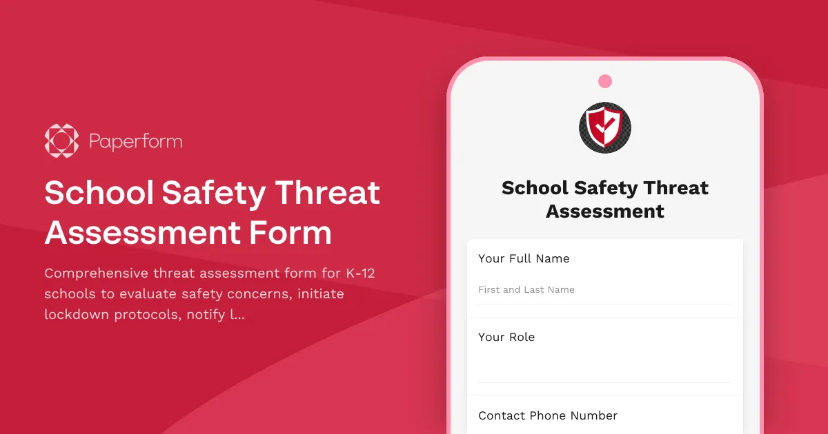 School Safety Threat Assessment Form