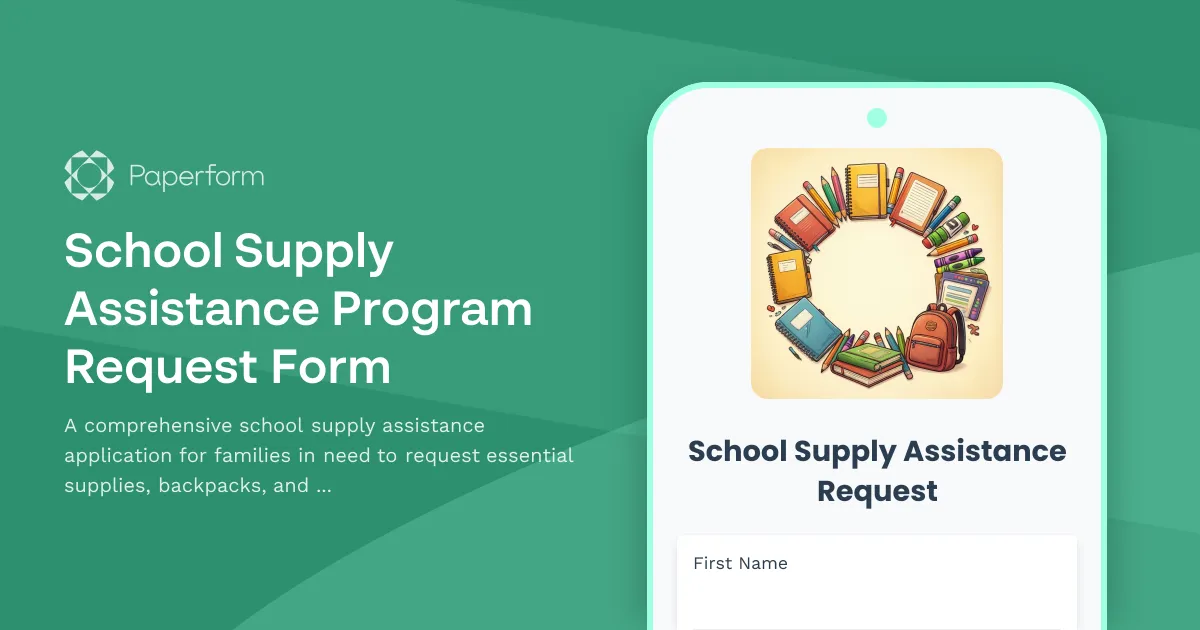 School Supply Assistance Program Request Form