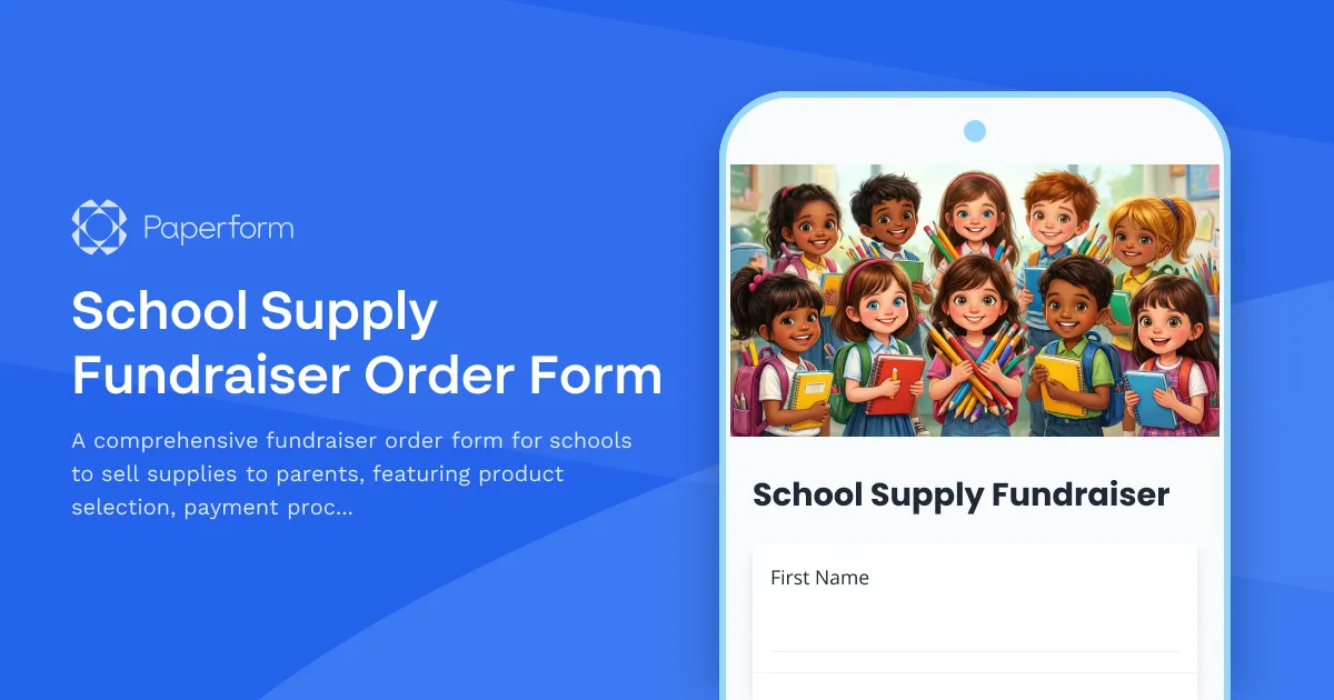 School Supply Fundraiser Order Form
