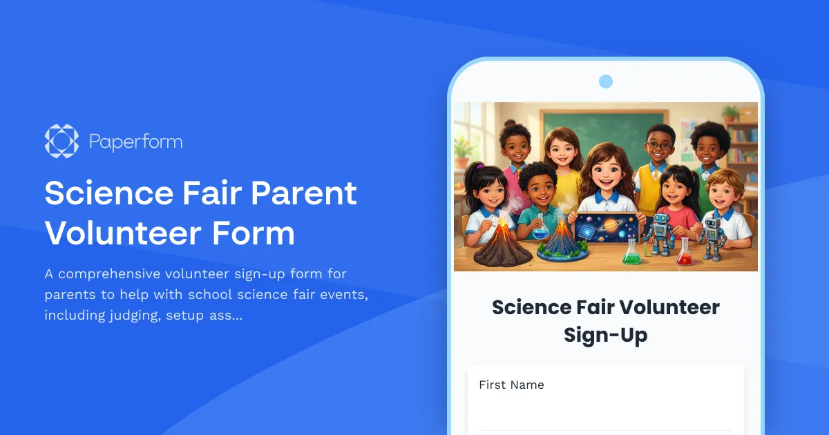 Science Fair Parent Volunteer Form