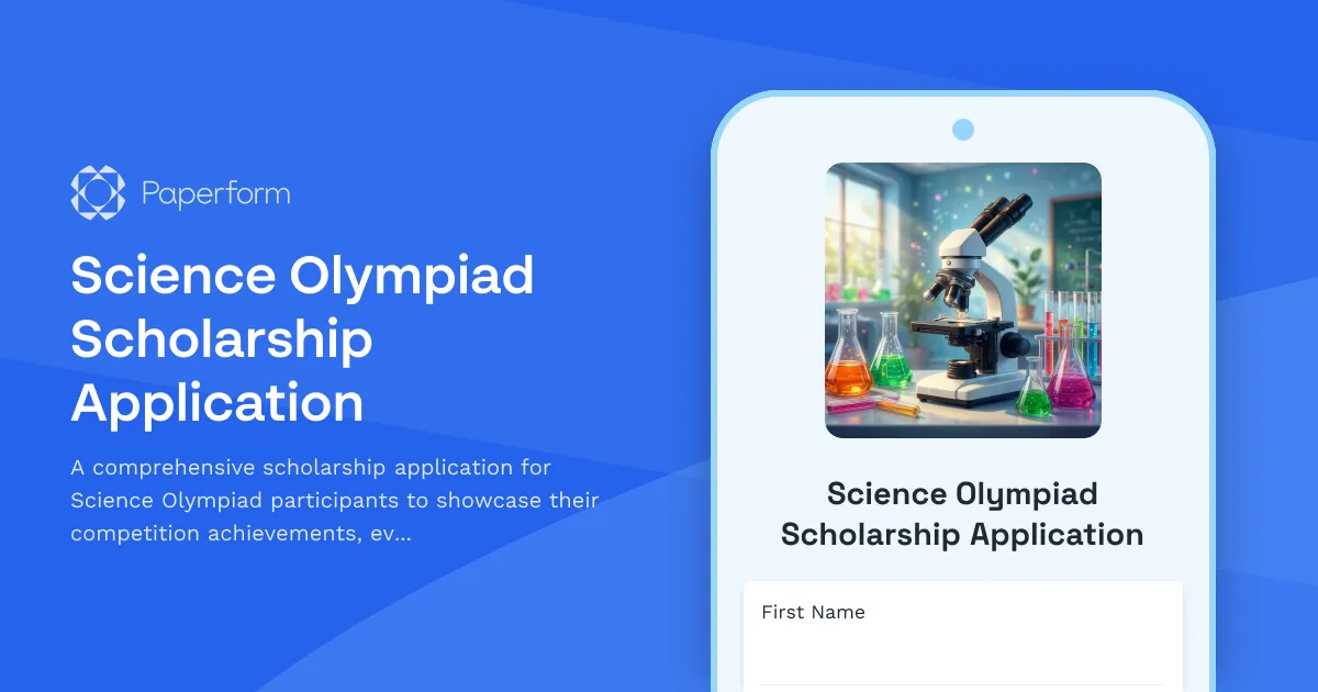 Science Olympiad Scholarship Application