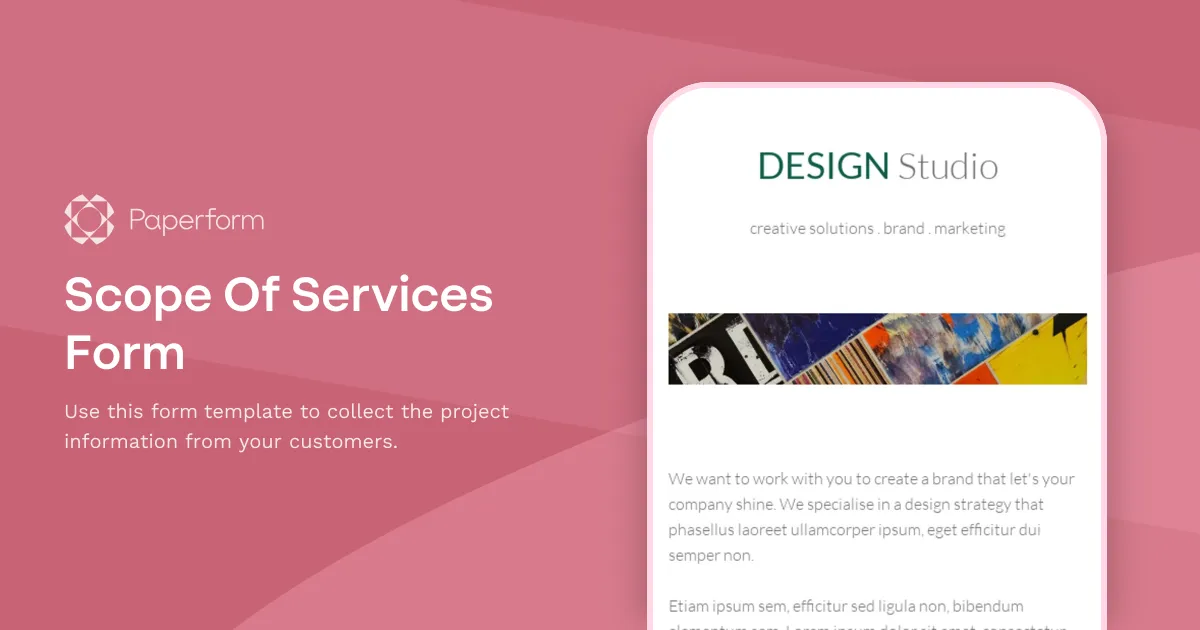 Scope Of Services Form