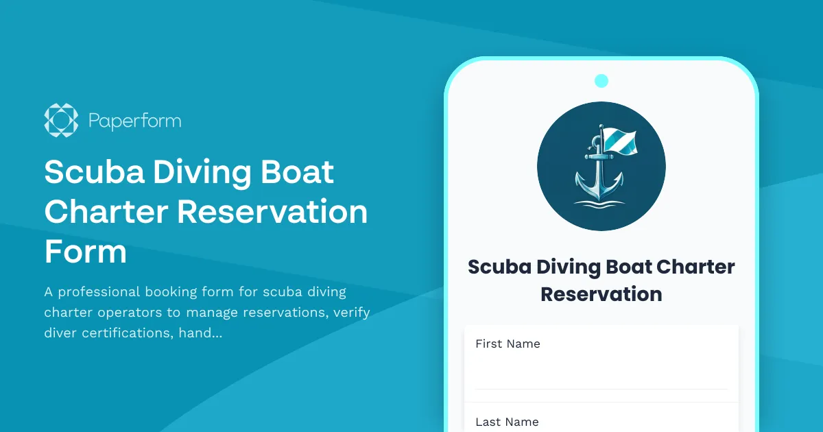 Scuba Diving Boat Charter Reservation Form