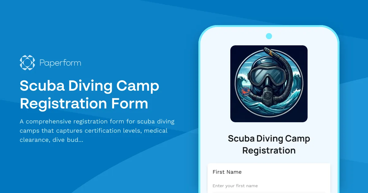 Scuba Diving Camp Registration Form