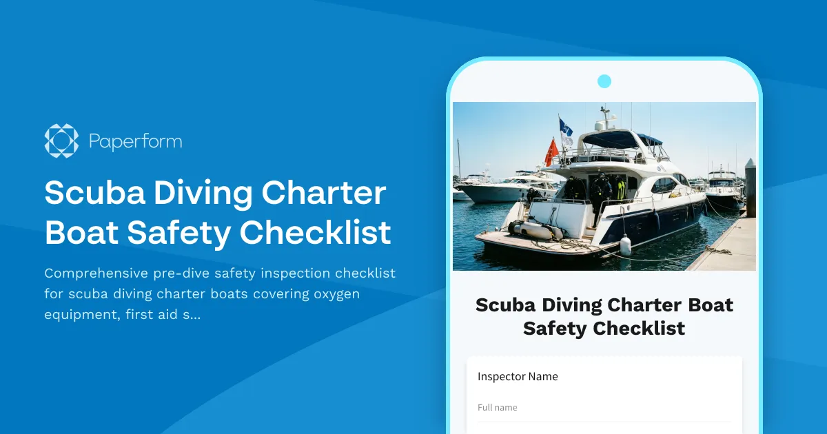 Scuba Diving Charter Boat Safety Checklist