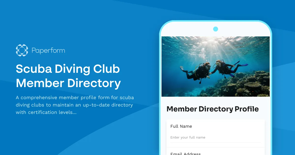 Scuba Diving Club Member Directory