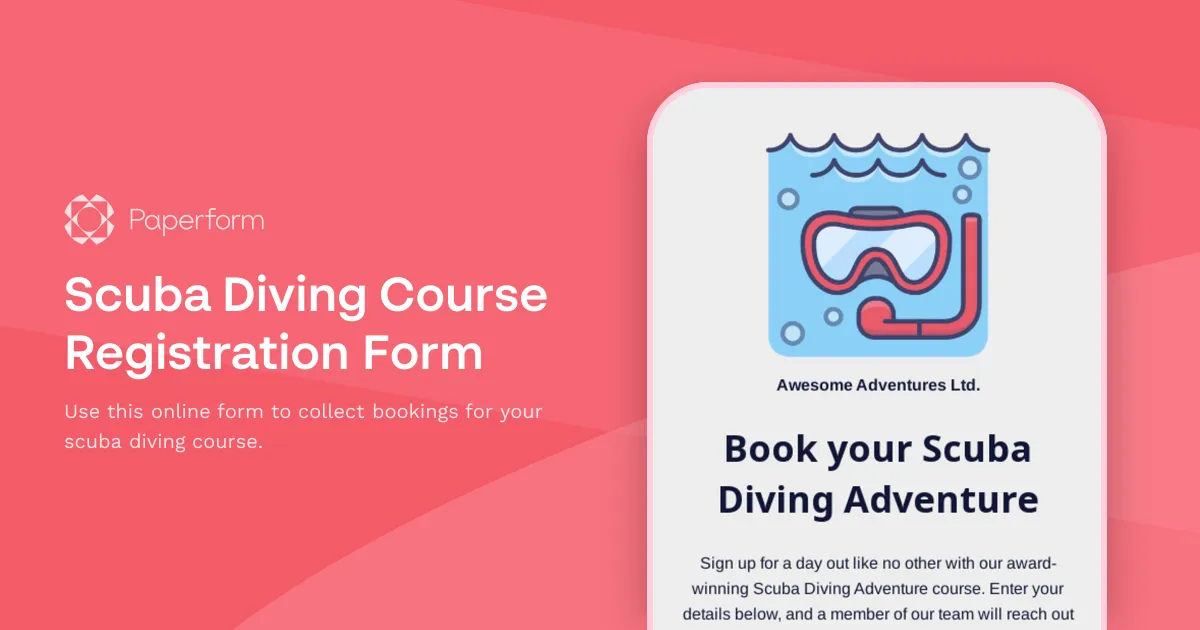 Scuba Diving Course Registration Form