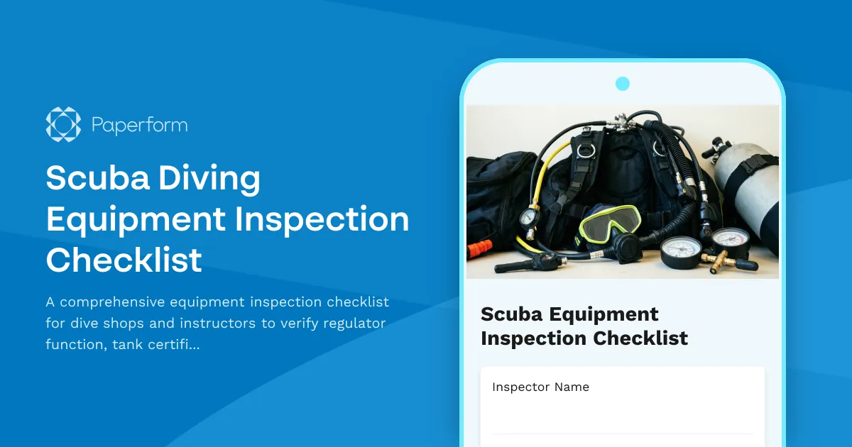 Scuba Diving Equipment Inspection Checklist
