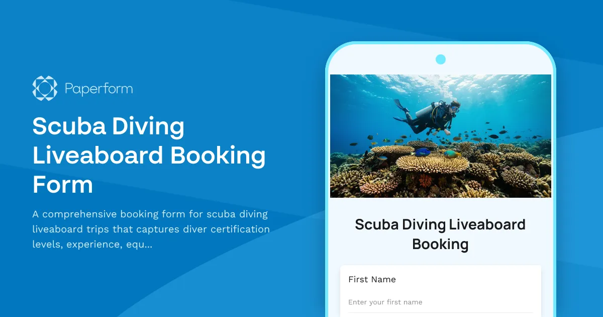 Scuba Diving Liveaboard Booking Form