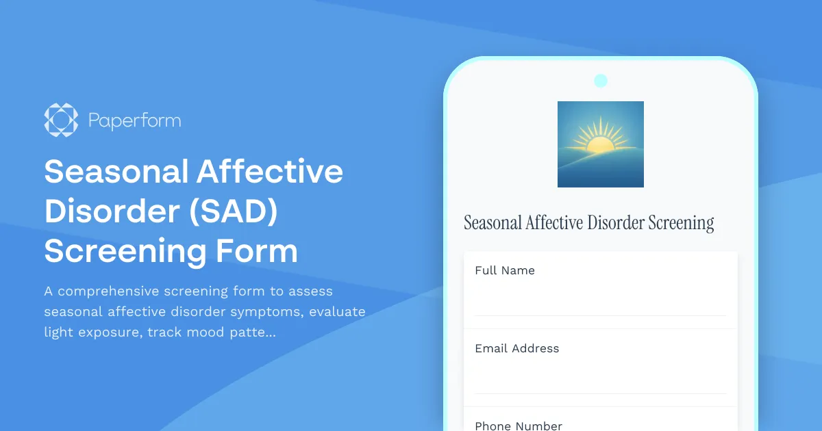 Seasonal Affective Disorder (SAD) Screening Form
