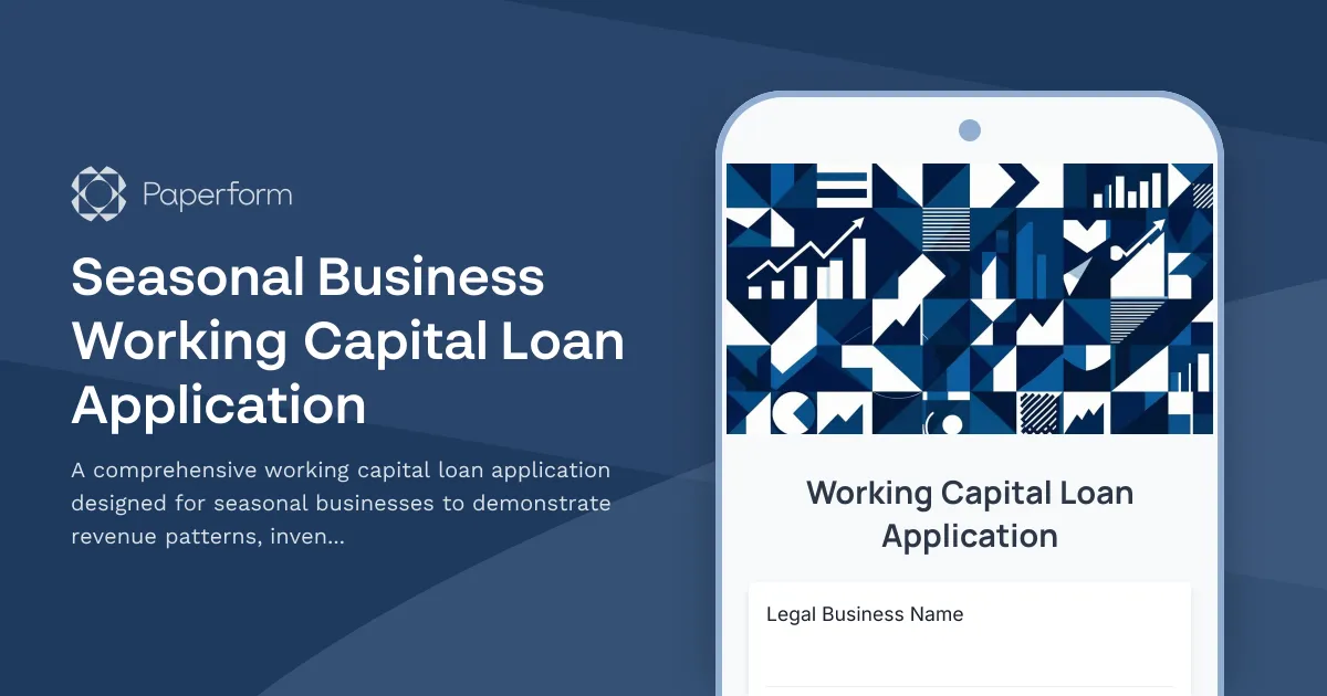Seasonal Business Working Capital Loan Application