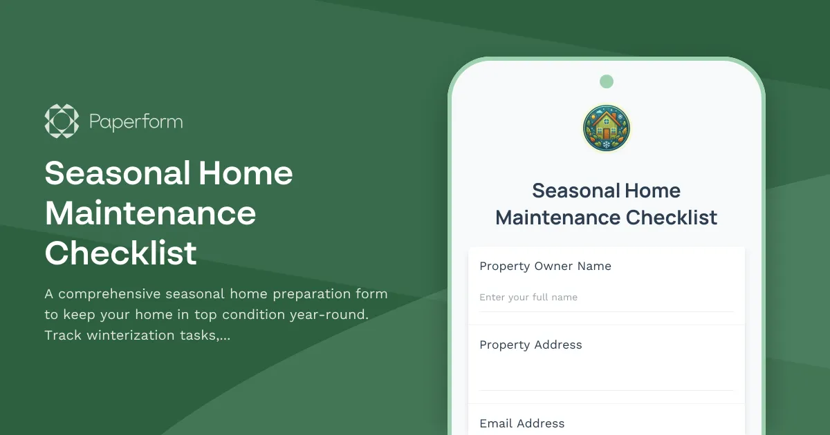 Seasonal Home Maintenance Checklist
