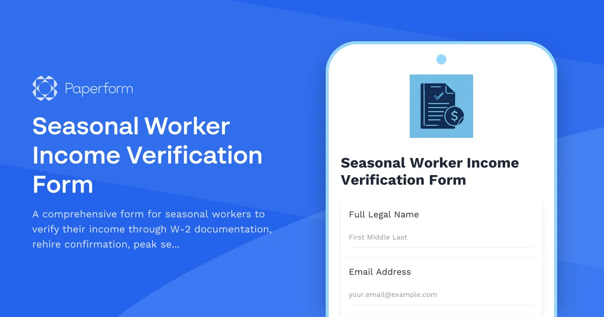 Seasonal Worker Income Verification Form