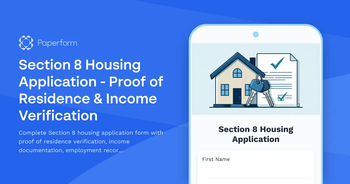Section 8 Housing Application - Proof of Residence & Income Verification