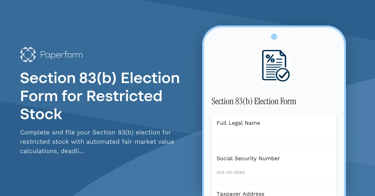 Section 83(b) Election Form for Restricted Stock