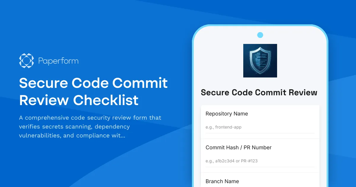Secure Code Commit Review Checklist