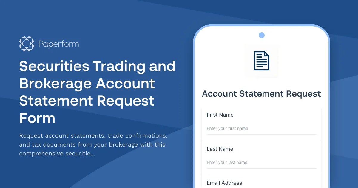Securities Trading and Brokerage Account Statement Request Form