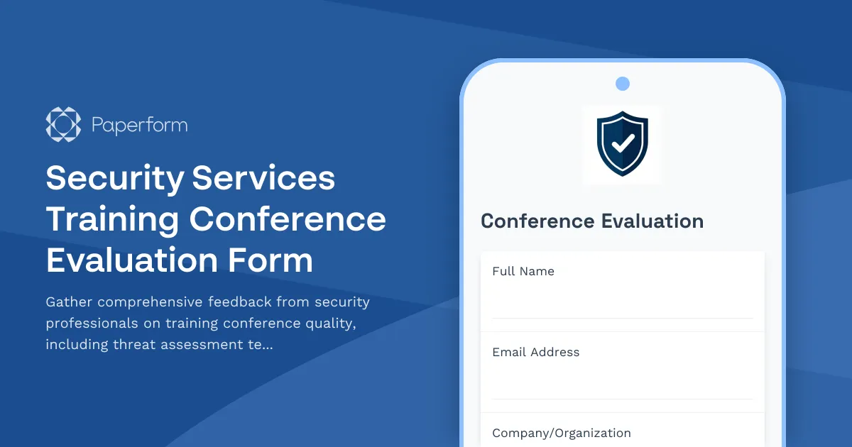 Security Services Training Conference Evaluation Form