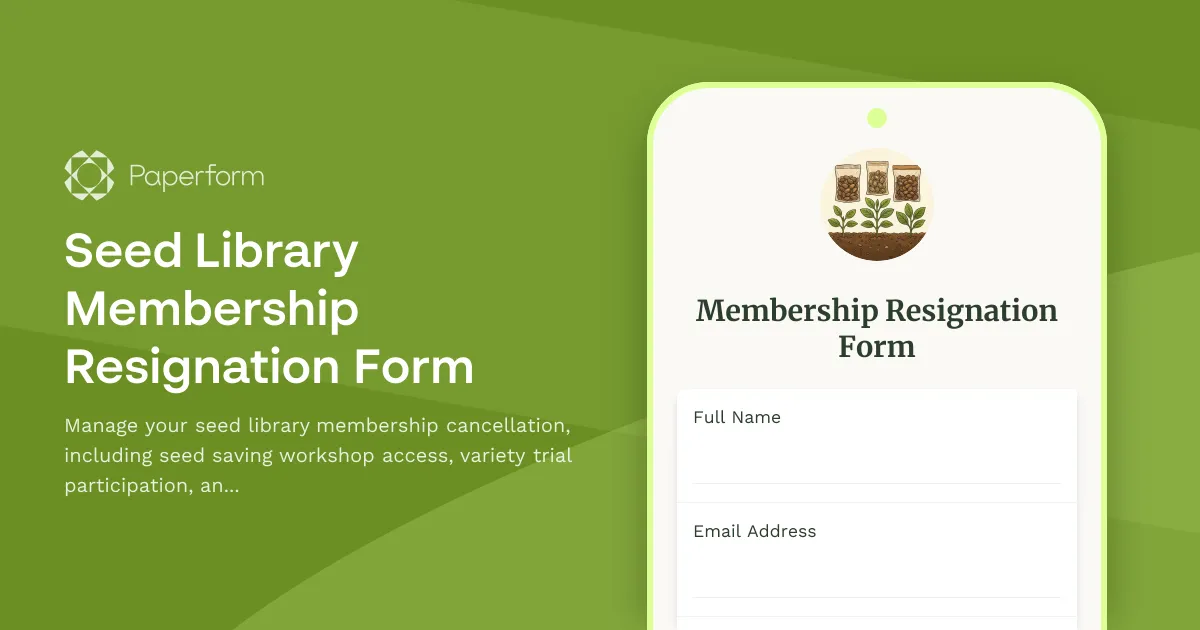 Seed Library Membership Resignation Form