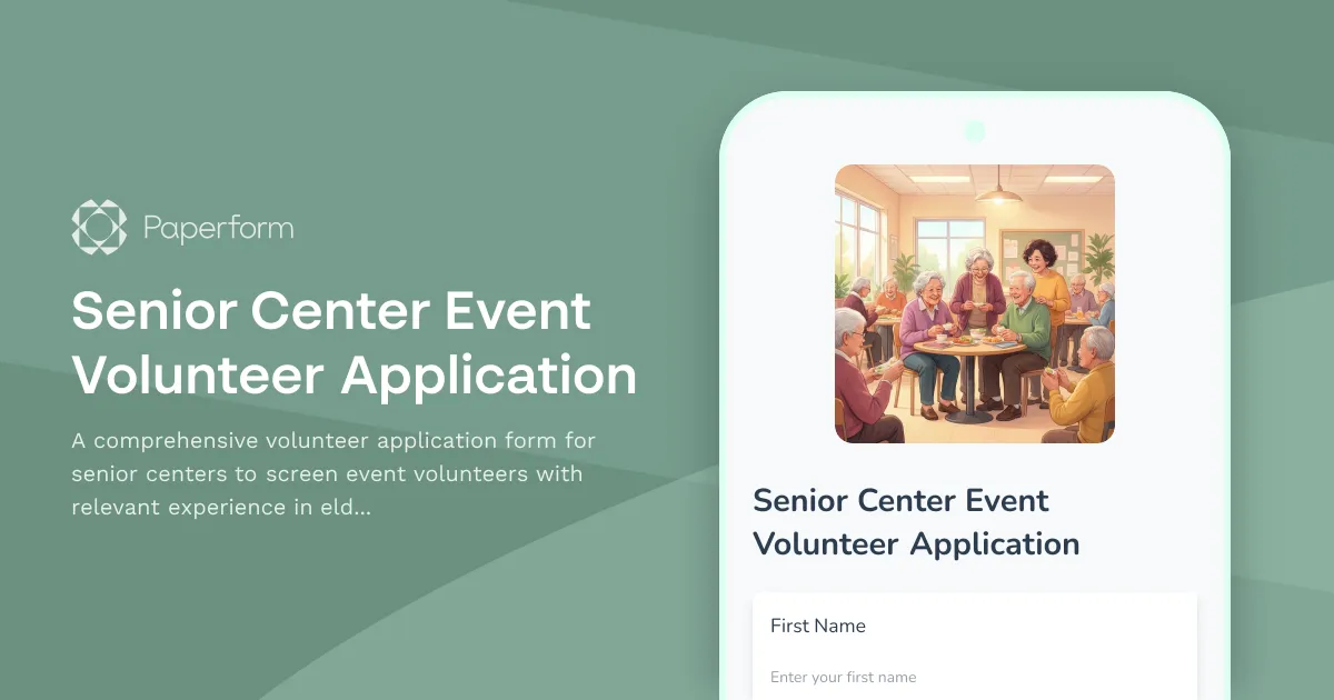 Senior Center Event Volunteer Application