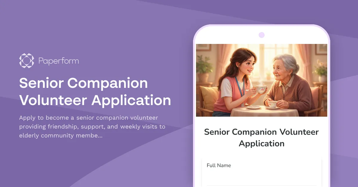 Senior Companion Volunteer Application